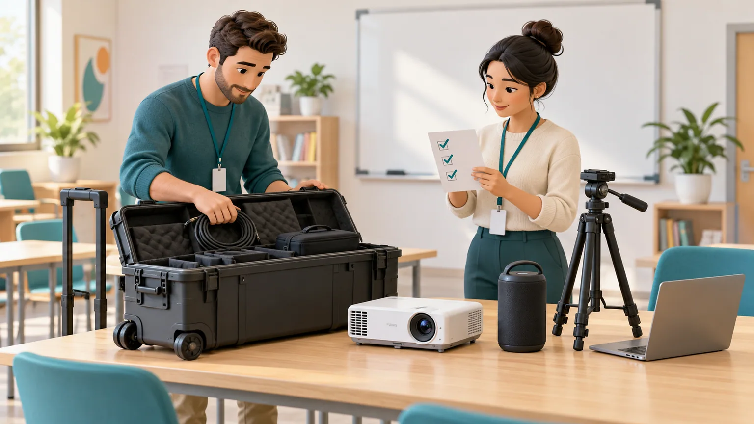 Hình minh họa 3D thiết bị và kế hoạch sử dụng phục vụ hoạt động giáo dục.
